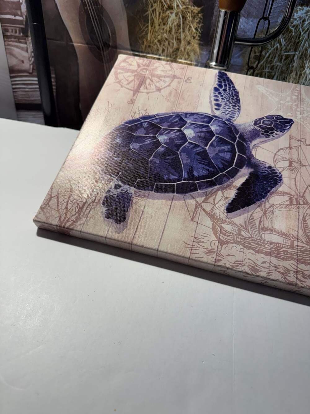 Vintage Canvas Wall Art 20x20 Inch,Ocean Life Frameless Painting ...